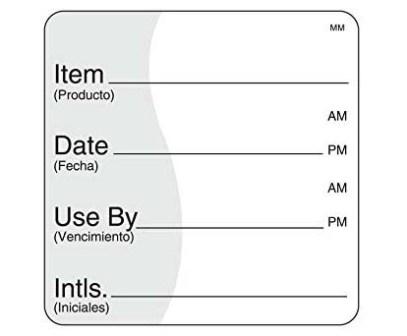 Item, Date, Use By Removable Food Safety Labels
