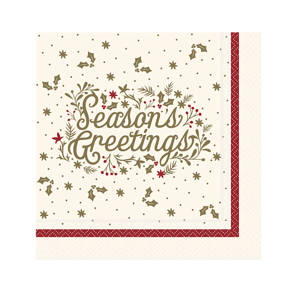Seasons Greetings 2 Ply 33cm Napkin