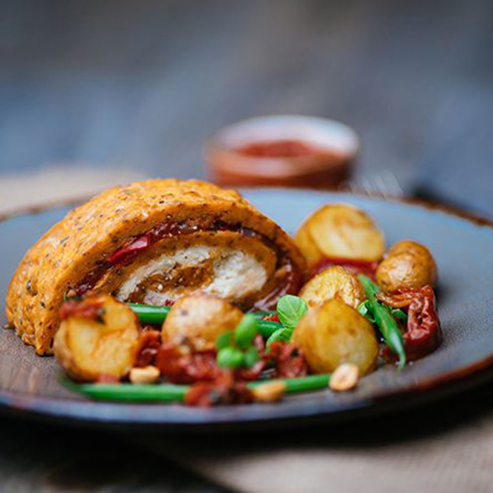 GF Cajun Spicy Sweet Potato Roulade