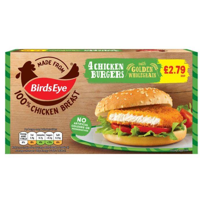 Birds Eye 4 Chicken Burger PM £2.79