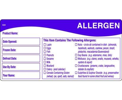 Allergen Storage Label Removable