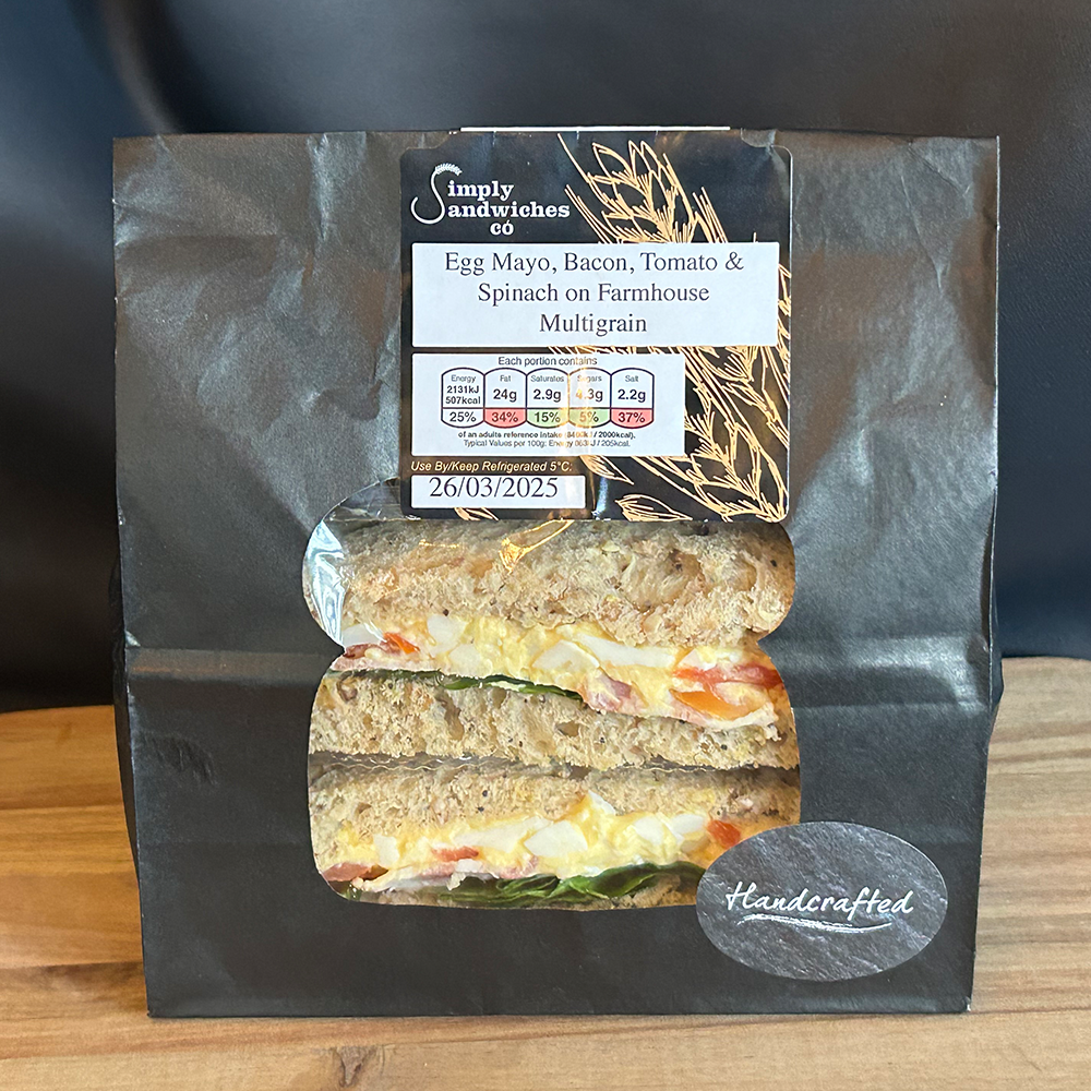 Egg Mayo, Bacon, Tomato & Spinach Sandwich on Farmhouse Multigrain