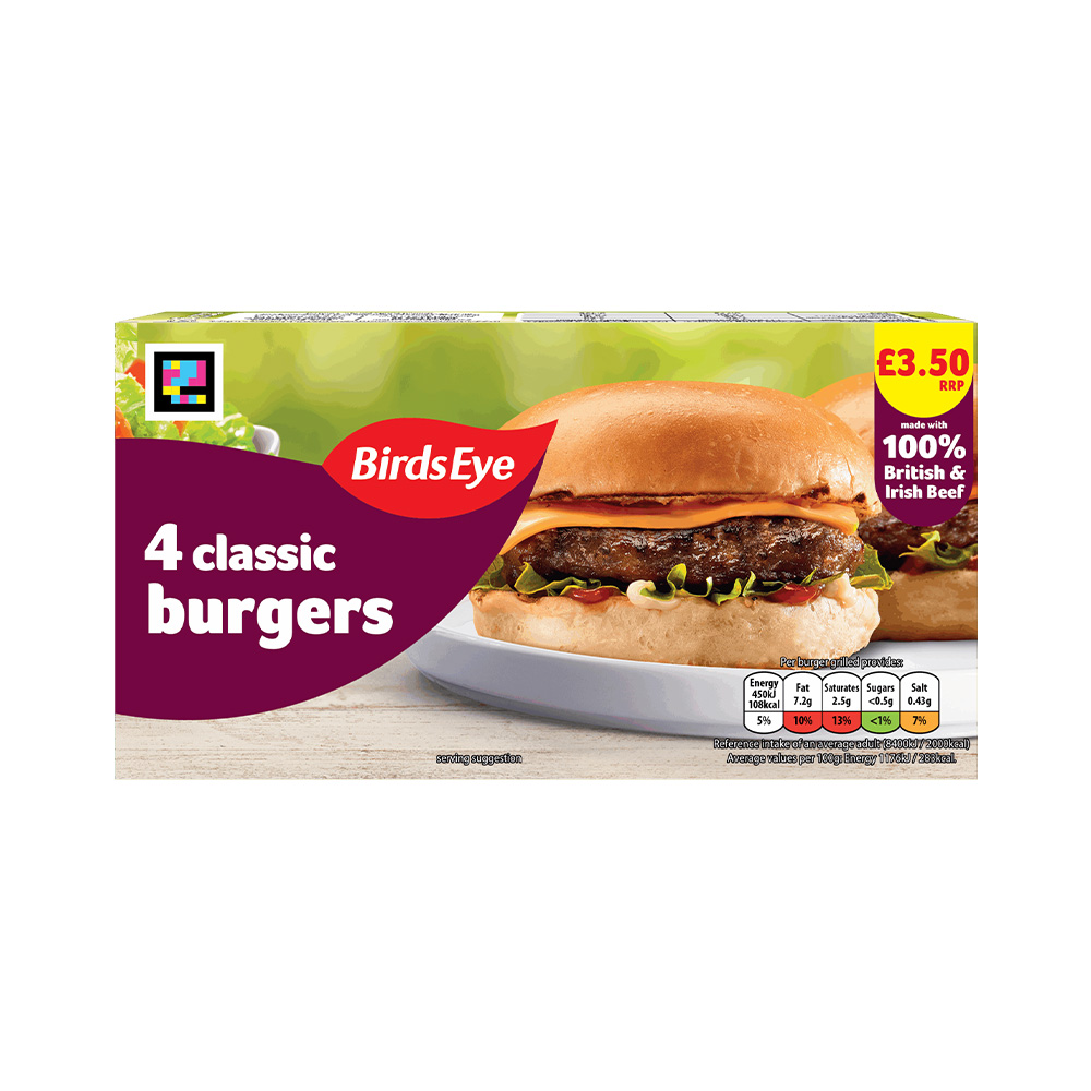 Birds Eye 4 Beef Burgers PM £3.50