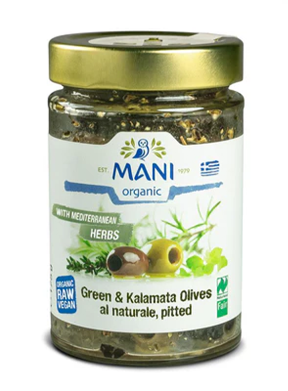 Mani Organic Kalamata & Green Olives Al Naturale Pitted