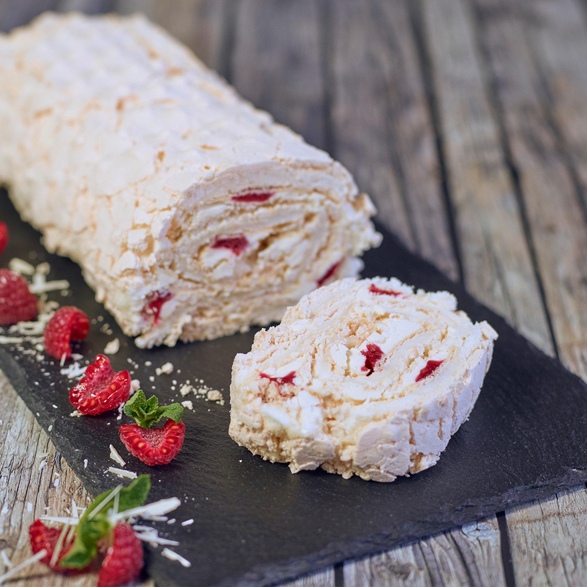 Raspberry & White Chocolate Roulade